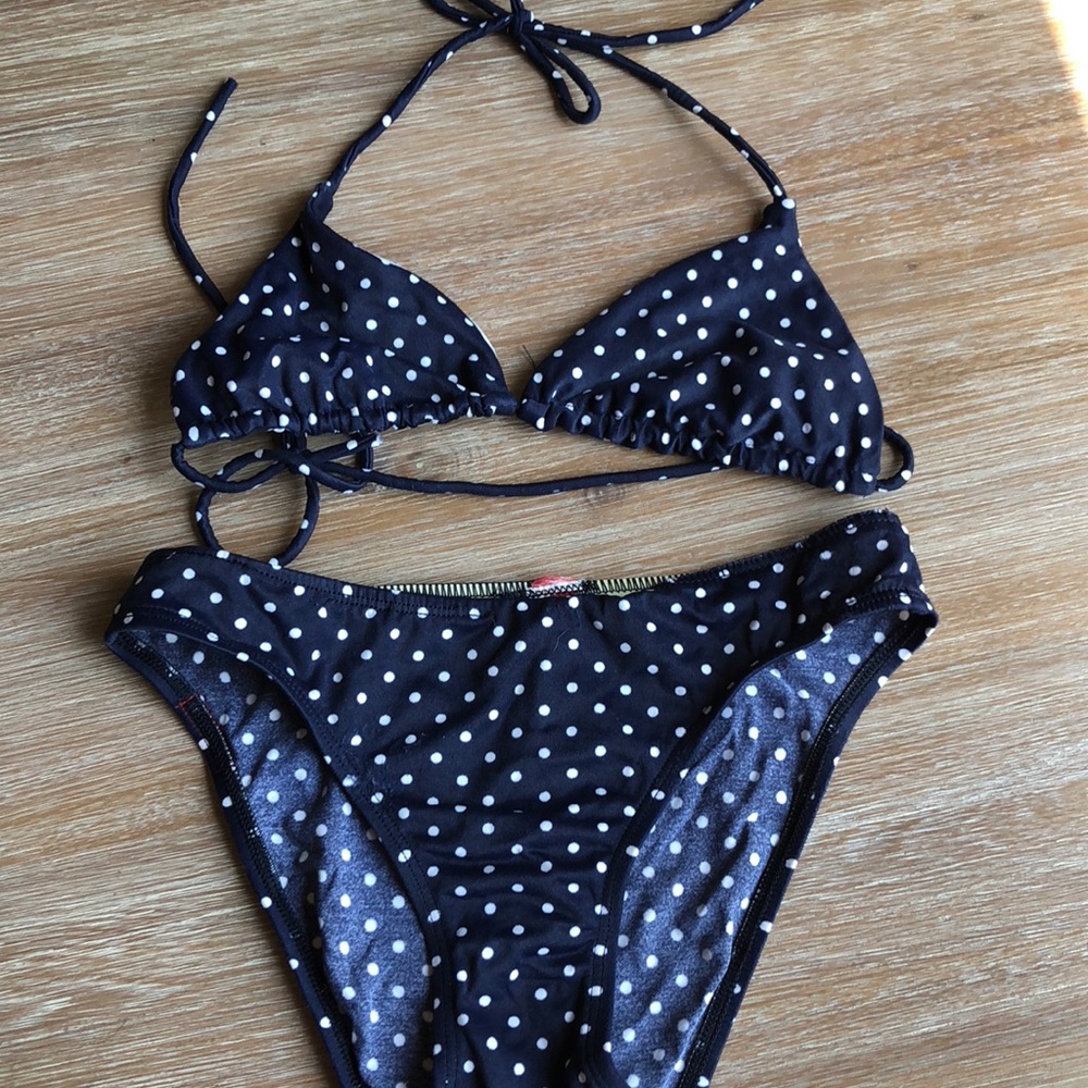 Navy and white bikini